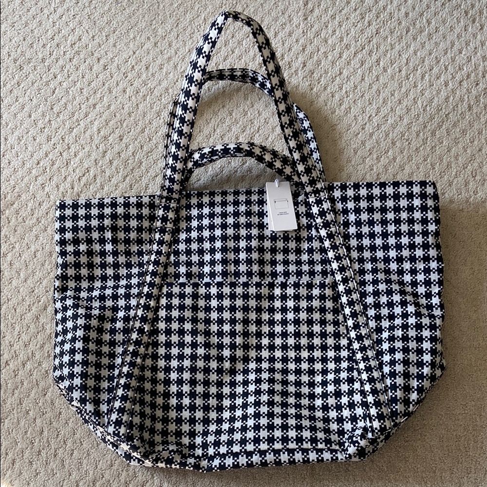 NWT Baggu travel cloud bag- black & white pixel gingham